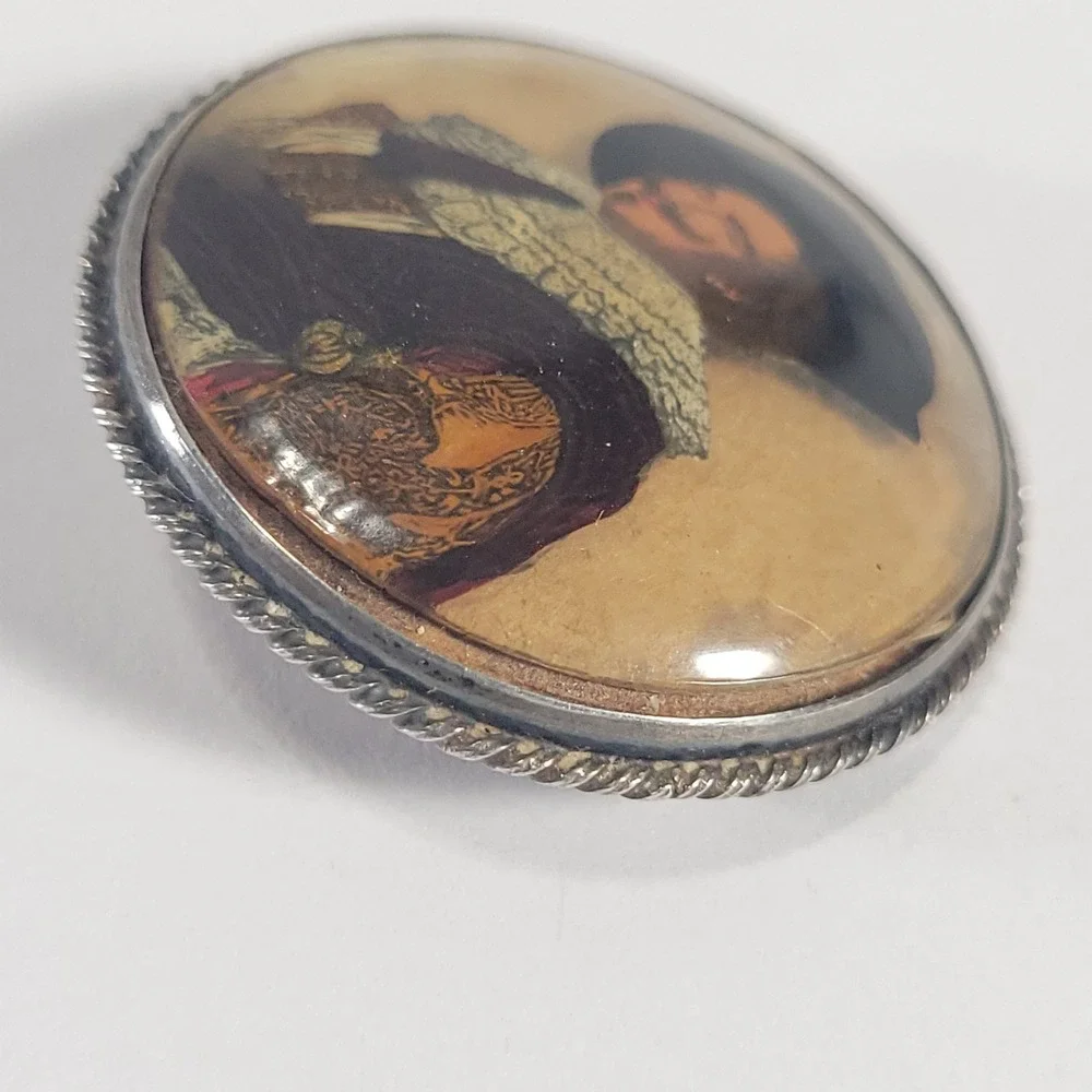 Antique Sterling Brooch Art Deco Morpho Butterfly Wing Laughing Cavalier 1920s